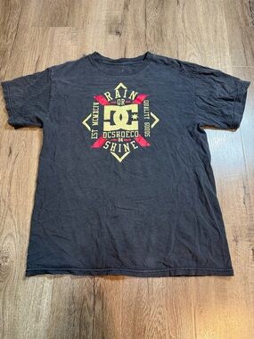 DC Black Tee with White Printed Logo